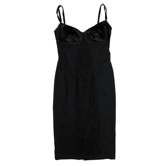 Dolce and Gabanna Black Satin Bodycon Dress - Picture 1 of 4